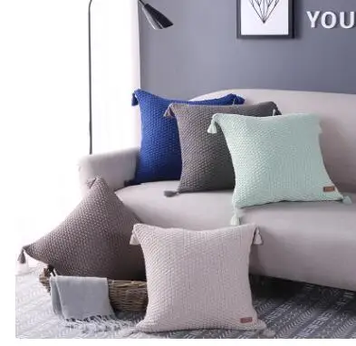 solid color cotton thread knitted cushion cover pillowcase sofa lumbar pillow case with fringes home decor
solid color cotton thread knitted cushion cover pillowcase sofa lumbar pillow case with fringes home decor