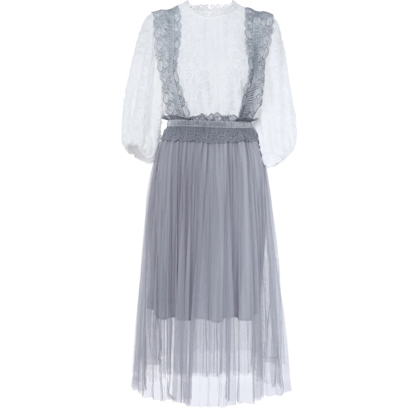 PERHAPS U Two Pieces O Neck 3/4 Puff Sleeve White Gray Tank Lace Mesh Maxi Long Dress Summer D0404
PERHAPS U Two Pieces O Neck 3/4 Puff Sleeve White Gray Tank Lace Mesh Maxi Long Dress Summer D0404