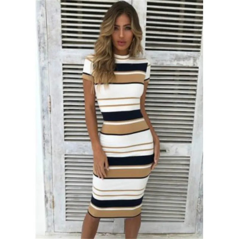 Striped Long Bodycon Pencil Dress Women Fashion Short Sleeve O-Neck Summer Dress New Slim Casual Maxi Party Vestidos Female Robe
Striped Long Bodycon Pencil Dress Women Fashion Short Sleeve O-Neck Summer Dress New Slim Casual Maxi Party Vestidos Female Robe