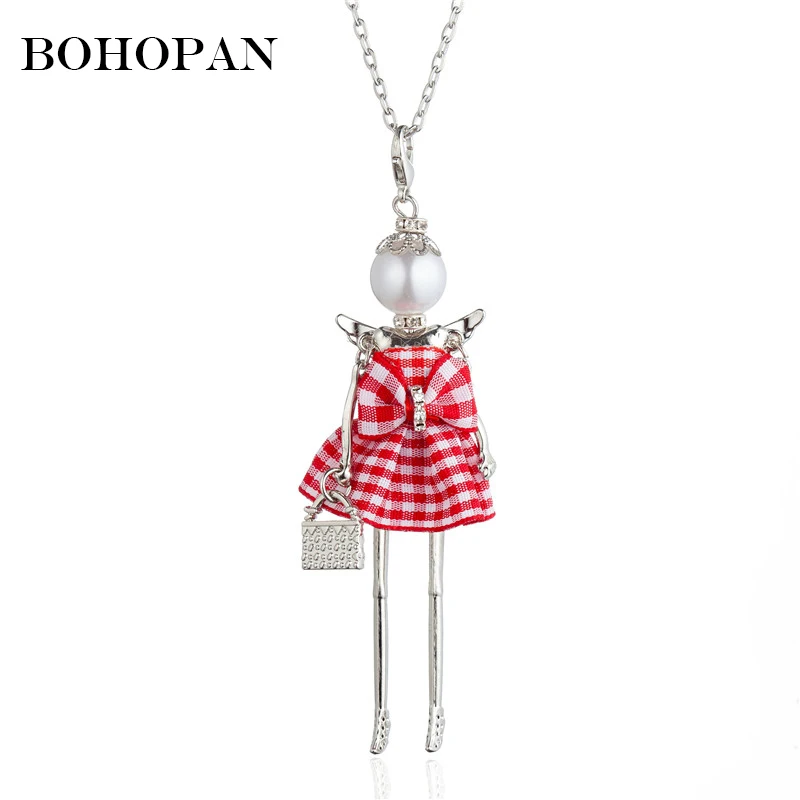 Cute Pendants Necklaces Women Girl Red Plaid Dress Doll Necklace Sector Cloth Design Silver Color Alloy Long Chain Jewelry Gift
Cute Pendants Necklaces Women Girl Red Plaid Dress Doll Necklace Sector Cloth Design Silver Color Alloy Long Chain Jewelry Gift