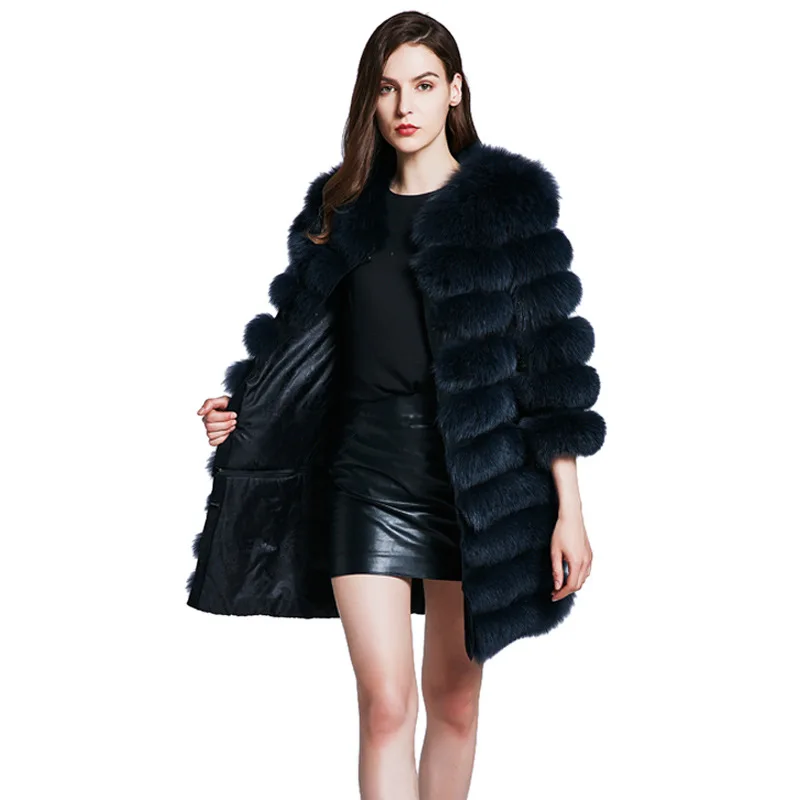 Фото (TopFurMall) Роскошное Новое Женское пальто из натурального Лисьего меха куртка с