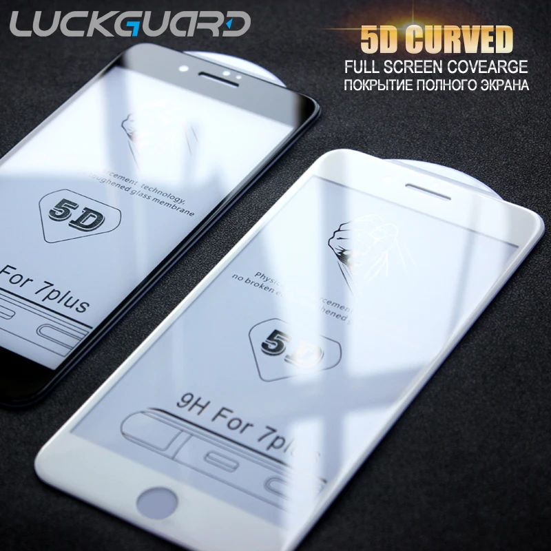 LuckGuard 5D полное покрытие краев закаленное стекло для iPhone 8 7 Plus 6 6s X 10 Защитная