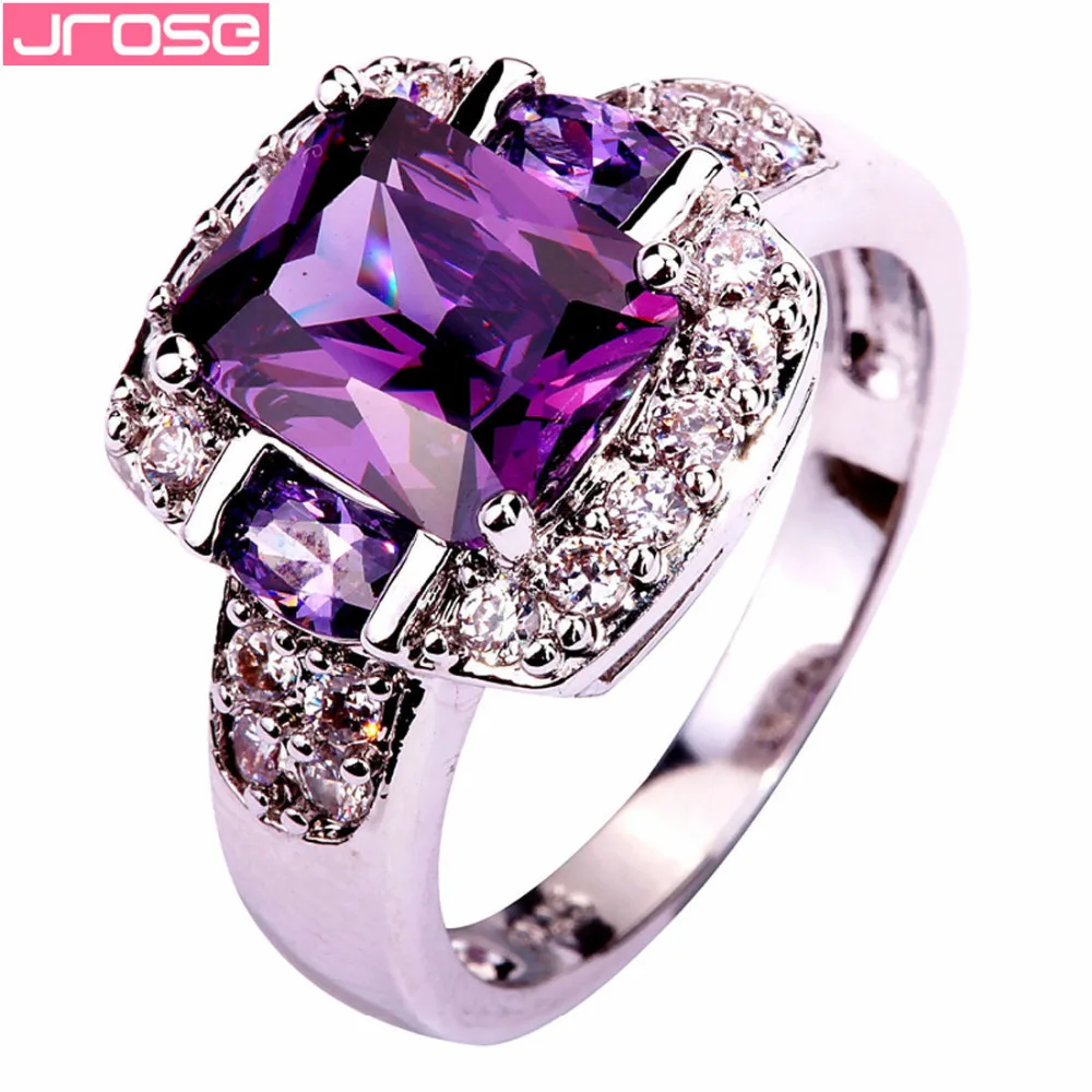 JROSE Engagement Purple & White CZ Silver Color Ring Size 6 7 8 9 10 11 12 13 Party Charming Gift Wholesale Jewelry
JROSE Engagement Purple & White CZ Silver Color Ring Size 6 7 8 9 10 11 12 13 Party Charming Gift Wholesale Jewelry