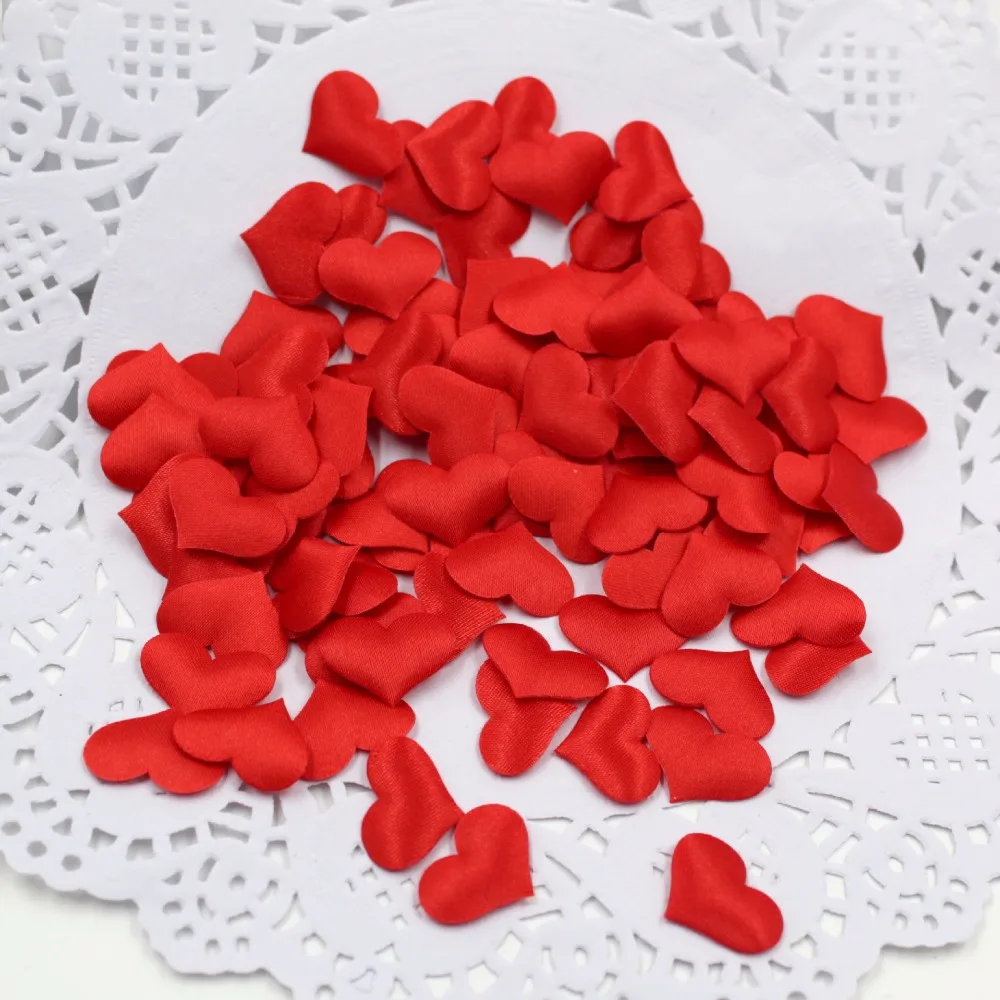Фото 100 шт шелковые милые сердца ткани маленькие украшения для свадьбы дома