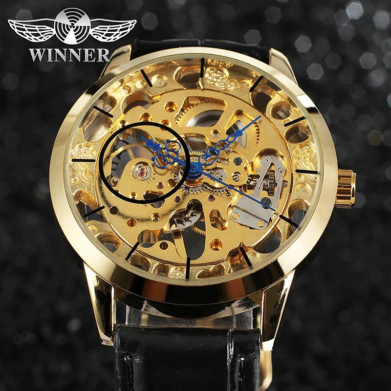 Winner Black Gold Automatic Skeleton Clock Mens Top Brand Luxury Leather Strap Mechanical Watch Business Transparent Wristwatch
Winner Black Gold Automatic Skeleton Clock Mens Top Brand Luxury Leather Strap Mechanical Watch Business Transparent Wristwatch