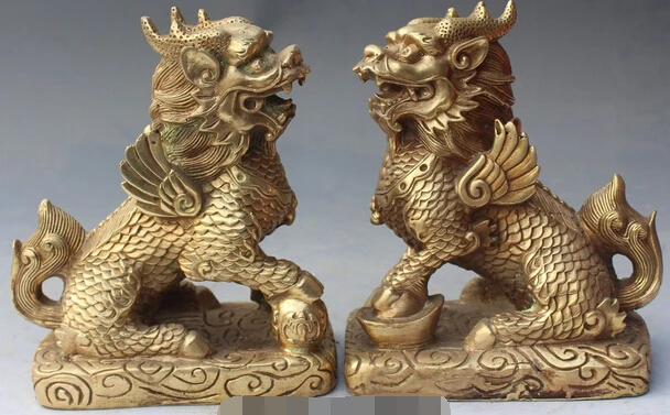 free shipping shitou 003272 7" Chinese Bronze Wealth Yuanbao Animal Dragon Kylin Qilin Unicorn Chi-lin Pair
free shipping shitou 003272 7" Chinese Bronze Wealth Yuanbao Animal Dragon Kylin Qilin Unicorn Chi-lin Pair