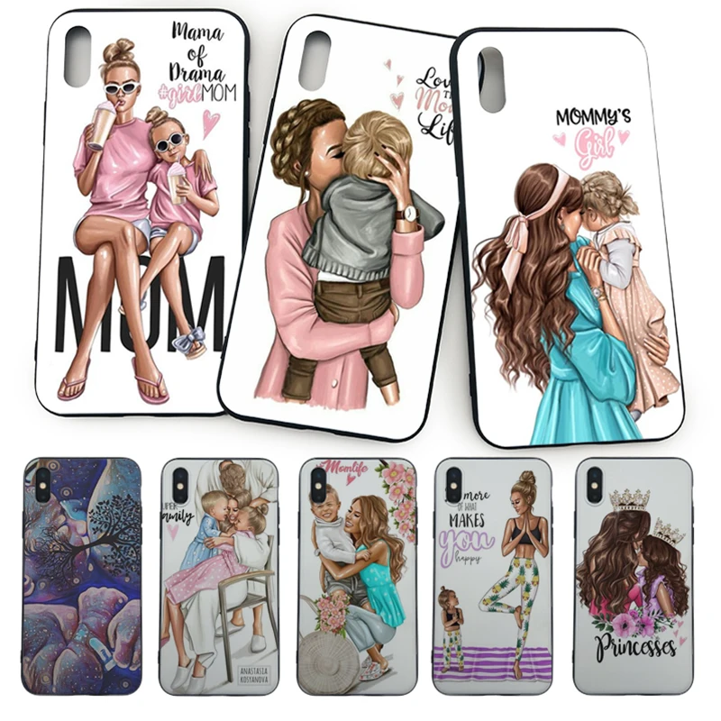 Чехол для телефона MaiYaCa Mom and baby iphone 5 5s SE 6s 6 plus 7 8plus 8 X XS XR XSMAX силиконовый чехол