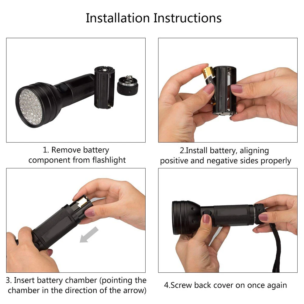 NEW Uv Led Flashlight 51 Leds 395nm Ultra Violet Torch Light Lamp Blacklight Detector for Dog Urine Pet Stains and Bed Bug | Лампы и