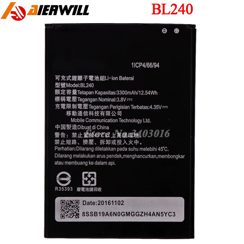Аккумулятор BL240 для Lenovo Note 8 A936 A938T аккумулятор 3300 мАч|batteries batteries|battery for lenovo3300mah battery