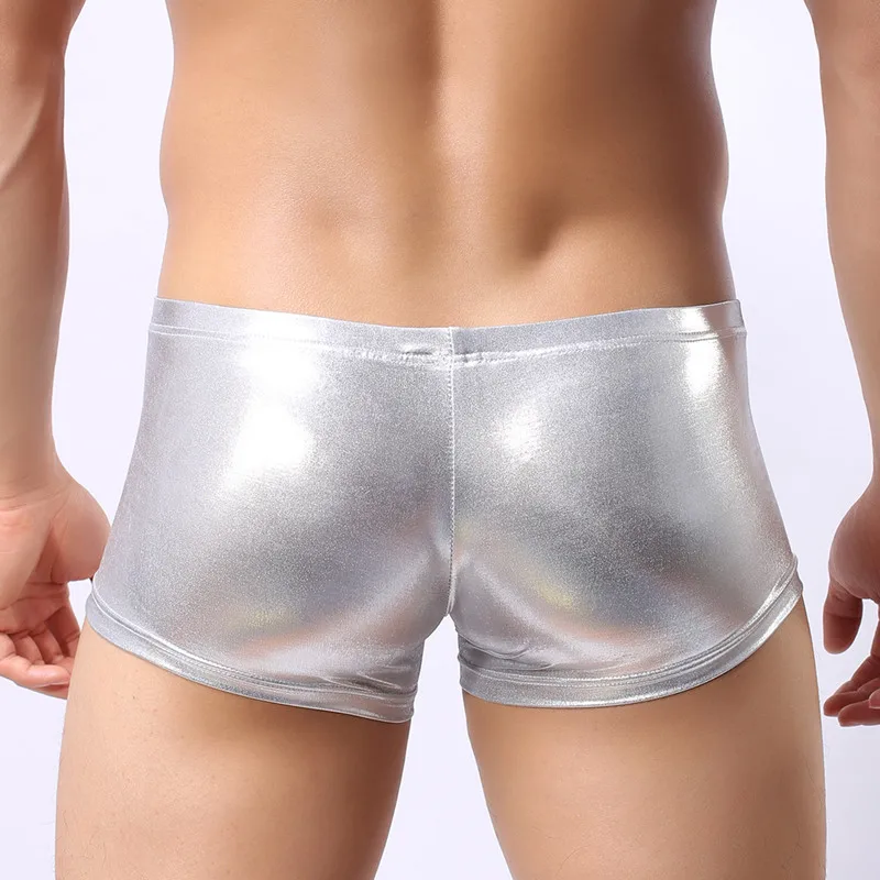 Sexy Mens Underwear Fashion Man Boxer Shorts Silver Gold Men Boxer Underpants Imitation Leather Boxers Dropshipping
Sexy Mens Underwear Fashion Man Boxer Shorts Silver Gold Men Boxer Underpants Imitation Leather Boxers Dropshipping
