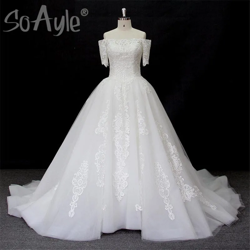 SoAyle Ball Gown Long Wedding Dresses Off the Shoulder Lace Up Boat Neck vestido de noiva Sequined Half Sleeve Wedding Dresses
SoAyle Ball Gown Long Wedding Dresses Off the Shoulder Lace Up Boat Neck vestido de noiva Sequined Half Sleeve Wedding Dresses