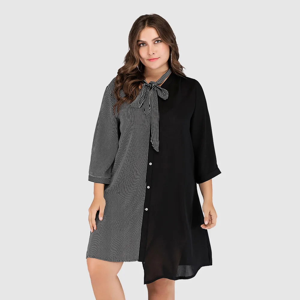 Uguest Women Dress Bow Collar Long Sleeve Patchwork Striped Button Plus Size Loose Dress Casual Summer Knee Length Dresses
Uguest Women Dress Bow Collar Long Sleeve Patchwork Striped Button Plus Size Loose Dress Casual Summer Knee Length Dresses