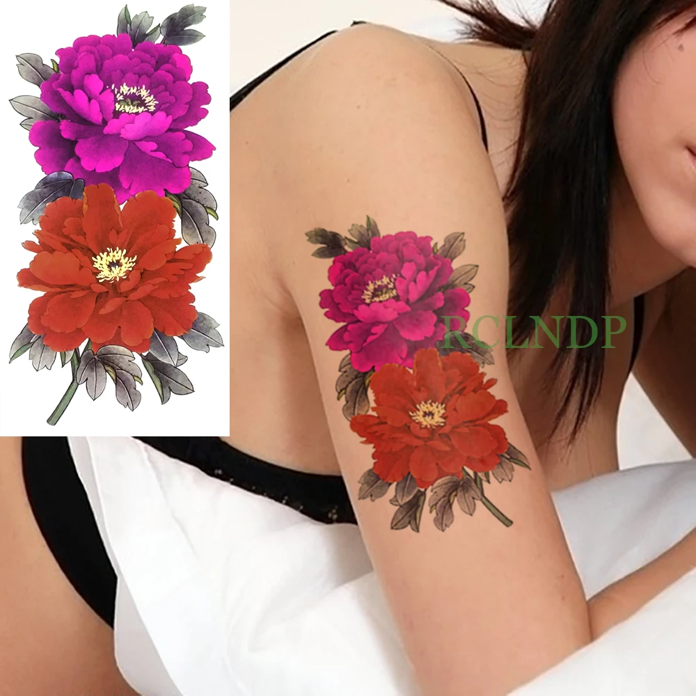 Waterproof Temporary Tattoo Sticker Peony Rose Flower Fake Tatto Flash Tatoo leg Arm hand foot back tatouage for Girl Women
Waterproof Temporary Tattoo Sticker Peony Rose Flower Fake Tatto Flash Tatoo leg Arm hand foot back tatouage for Girl Women