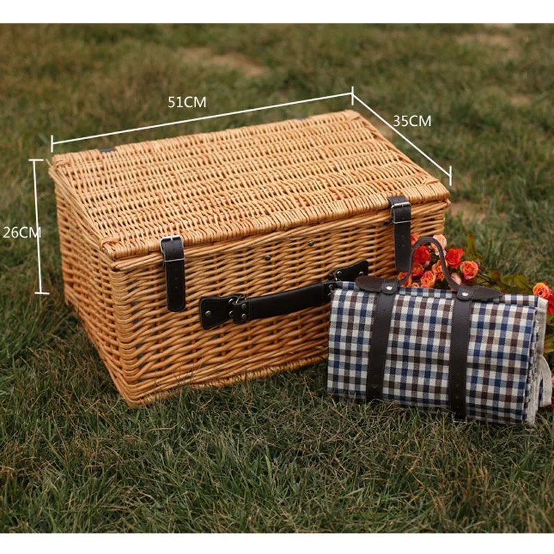 Outdoor willow picnic storage baskets Handmade Family Vintage Wicker Picnic Basket set for 4 persons Friends Gift picknickmand 
Outdoor willow picnic storage baskets Handmade Family Vintage Wicker Picnic Basket set for 4 persons Friends Gift picknickmand
