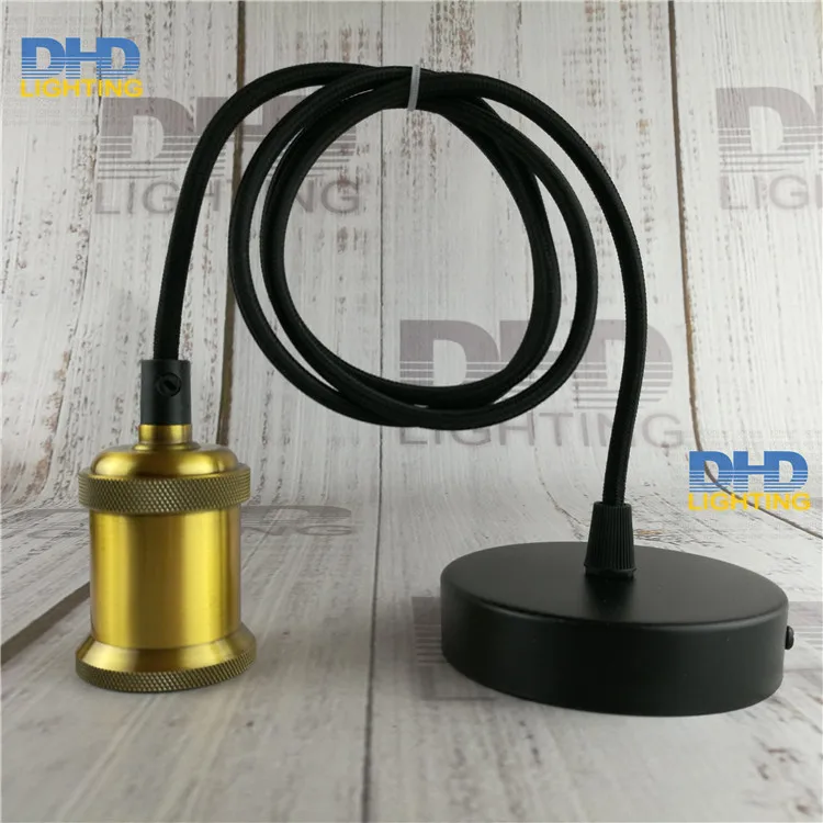 Gold brass color E27 industrial pendant lamp fixture Edison filament socket lighting UL/CE AC96-250V with fabric textile wire
Gold brass color E27 industrial pendant lamp fixture Edison filament socket lighting UL/CE AC96-250V with fabric textile wire