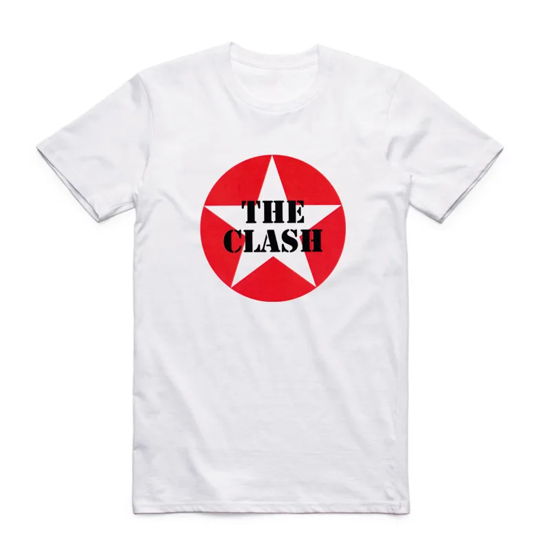 Мужская белая футболка с круглым вырезом Повседневная летняя принтом The Clash Street