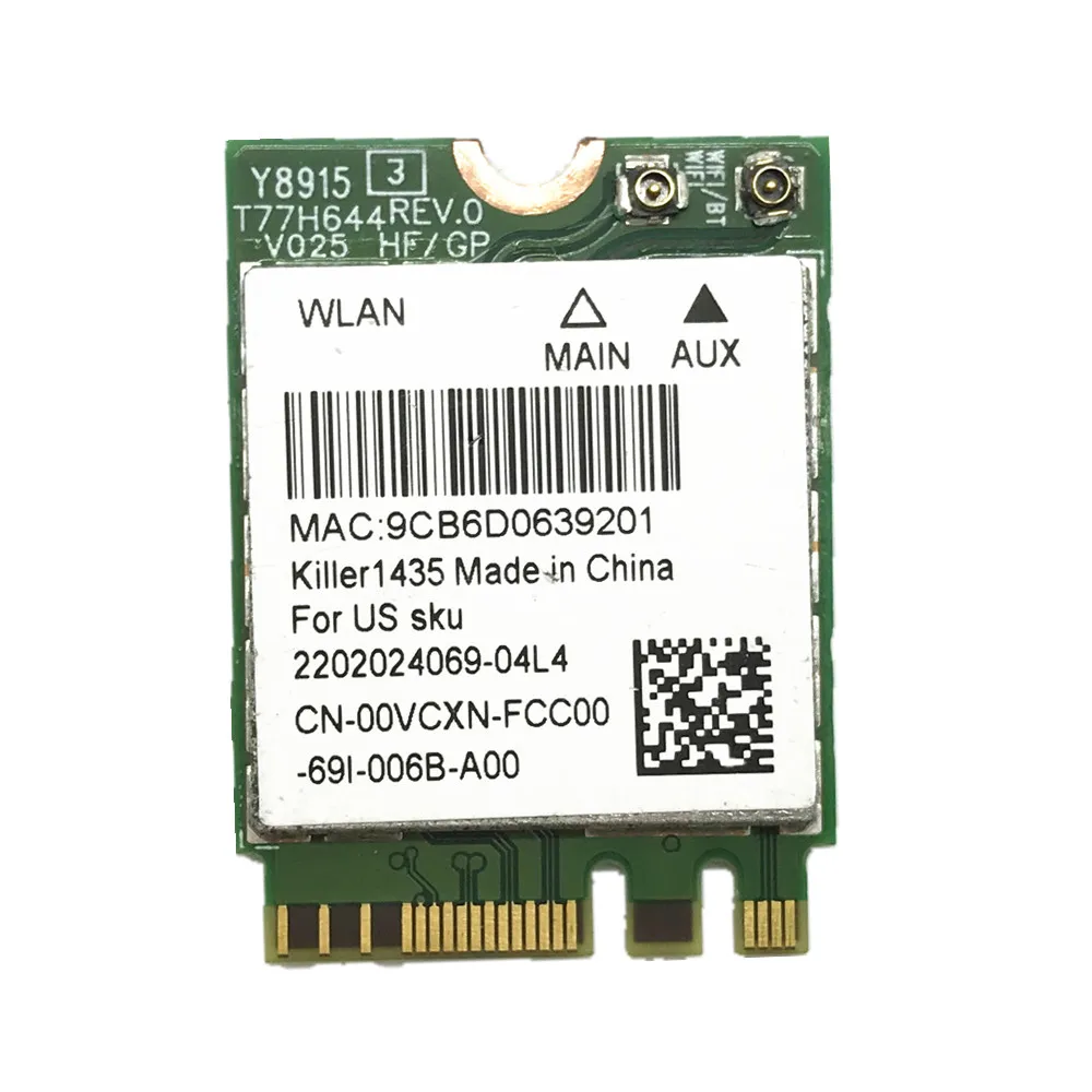 Dand Band 867Mbps killer 1435 QCNFA344A WiFi Wireless Card 802.11ac Fit for Bluetooth 4.1 M.2 NGFF better than killer 1535
Dand Band 867Mbps killer 1435 QCNFA344A WiFi Wireless Card 802.11ac Fit for Bluetooth 4.1 M.2 NGFF better than killer 1535