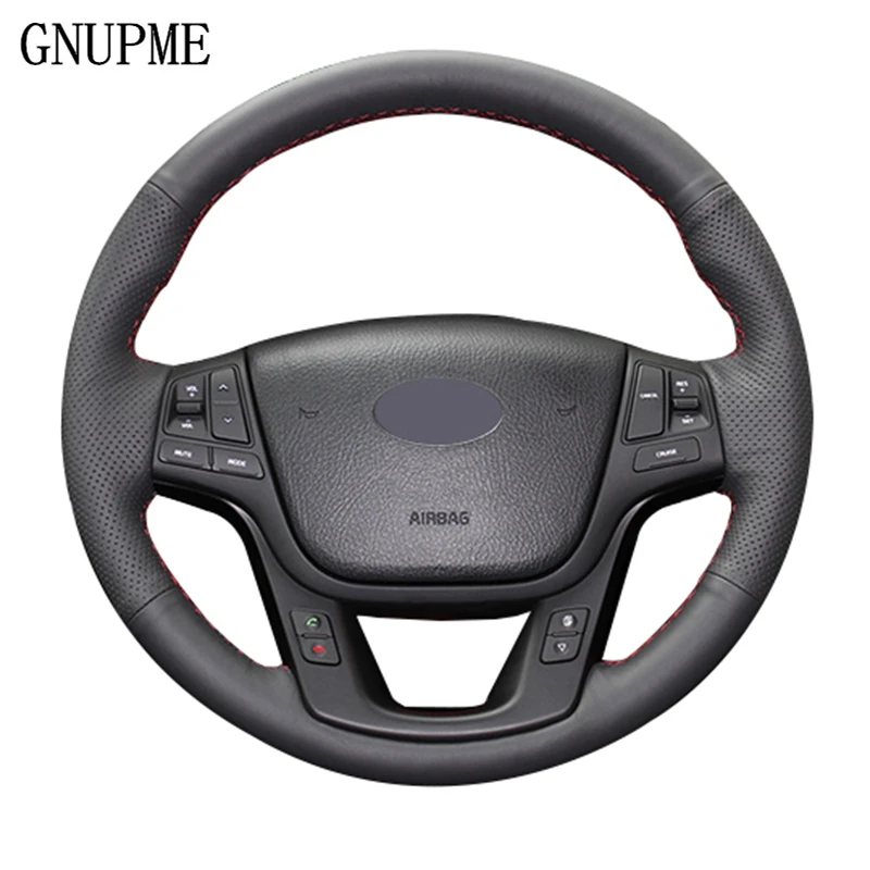 GNUPME Black DIY Hand-stitched Steering Wheel Cover Soft Artificial Leather Car Steering Wheel Cover for Kia Sorento 2009-2013
GNUPME Black DIY Hand-stitched Steering Wheel Cover Soft Artificial Leather Car Steering Wheel Cover for Kia Sorento 2009-2013