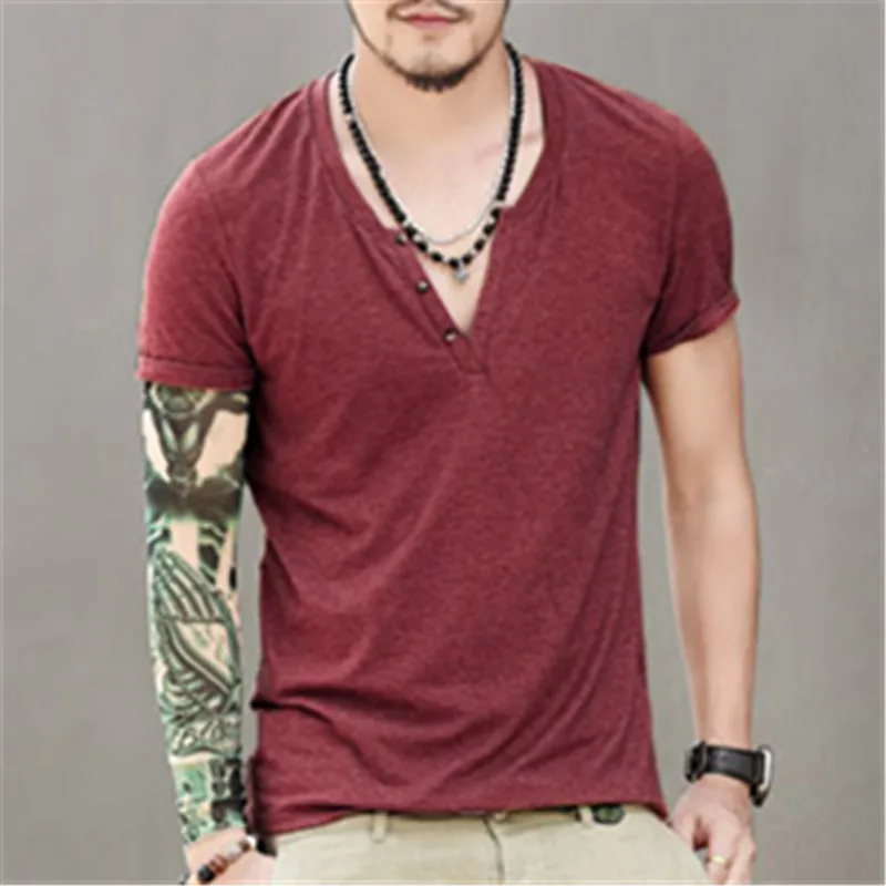 Mens Summer Tops Tees Short Sleeve T-shirt Man cotton v-neck Slim Fit Fashion Casual T shirts Solid Color MEN 2016 New
Mens Summer Tops Tees Short Sleeve T-shirt Man cotton v-neck Slim Fit Fashion Casual T shirts Solid Color MEN 2016 New