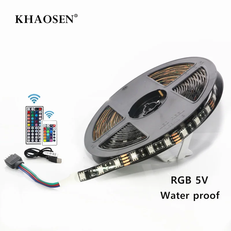 5050 RGB Светодиодная лента Водонепроницаемая 5 в постоянного тока USB гибкая 50 см 1 м 2