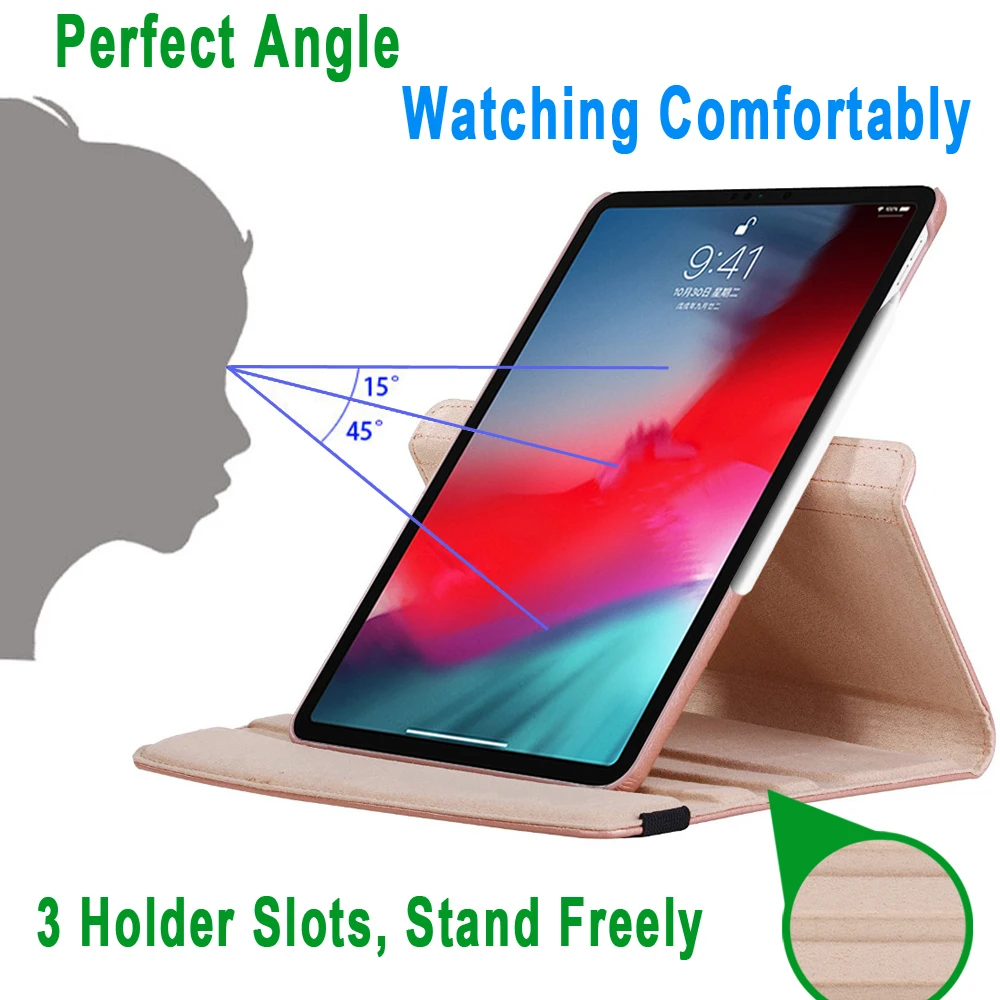 360 Degree Rotating Leather Smart Cover Case for Apple iPad Pro 11" 2018 11 inch A1980 Auto Awake Smart Sleep Stand
360 Degree Rotating Leather Smart Cover Case for Apple iPad Pro 11" 2018 11 inch A1980 Auto Awake Smart Sleep Stand