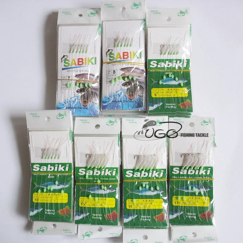 10 упаковок Sabiki рог с высоким содержанием углерода крючков бородкой и Спираль