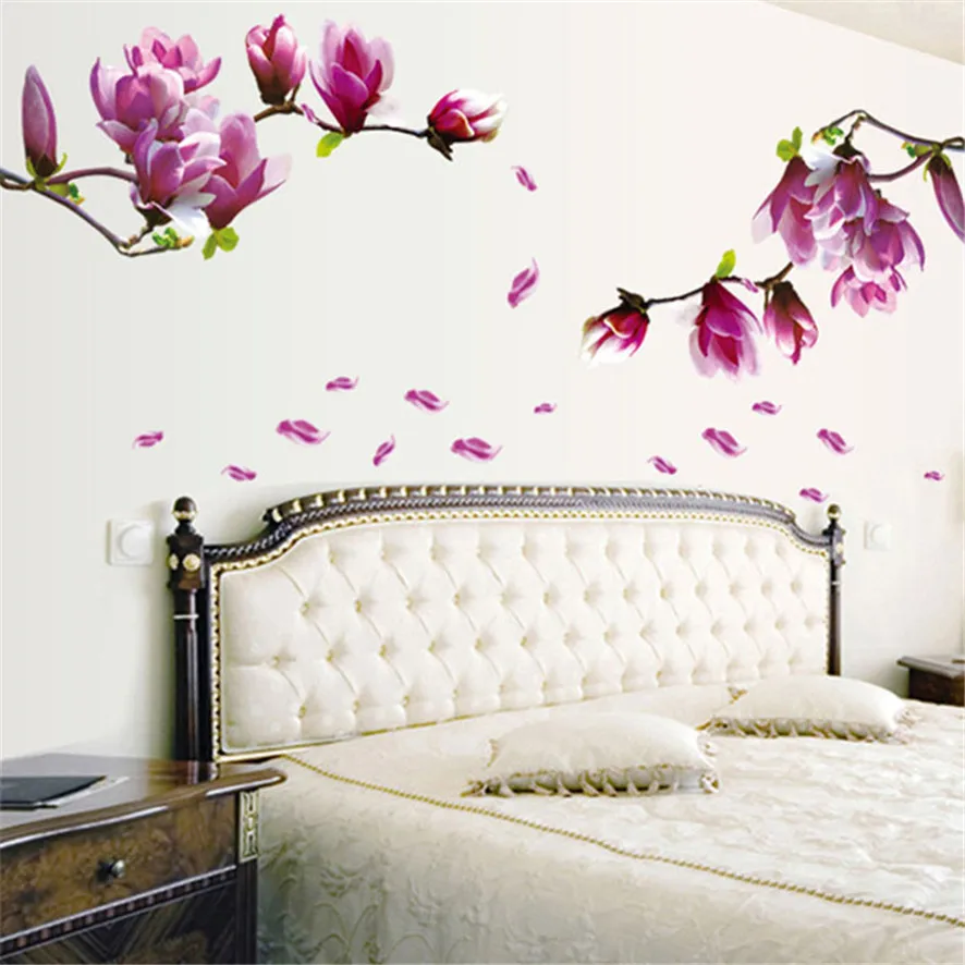 Zero Fresh Magnolia Flower Wall Sticker Decal Removable PVC Home Decor B774 | Stickers