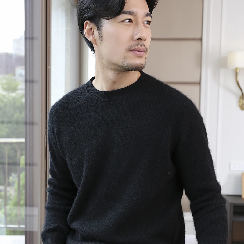 BARESKIY2019 new men's O-neck sweater solid color rabbit cashmere business black men's stretch wool sweater casual jacket
BARESKIY2019 new men's O-neck sweater solid color rabbit cashmere business black men's stretch wool sweater casual jacket