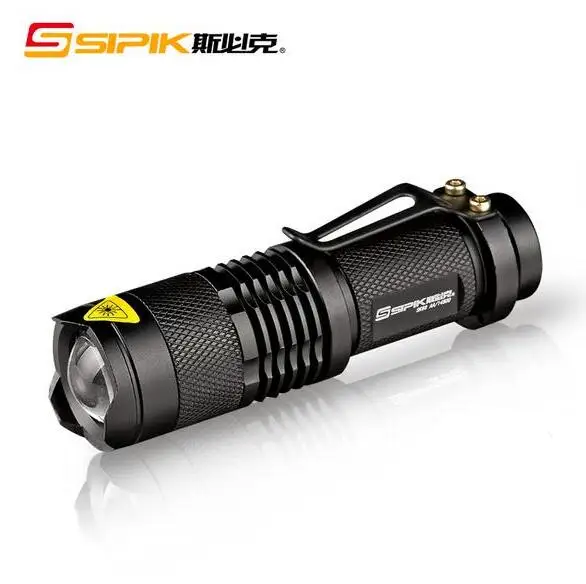 

100% Original SIPIK SK68 CREE 200 Lumen Convex Lens LED Flashlight w/ Cree Q5-WC 3 Mode +1*AA/1*14500 Battery
