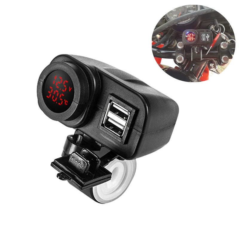 Waterproof 5v 2.1a+2.1a Motorcycle Charger Moto Double USB Charger 12v 24v Led Display Yellow Red Digital Voltmeter Thermometer
Waterproof 5v 2.1a+2.1a Motorcycle Charger Moto Double USB Charger 12v 24v Led Display Yellow Red Digital Voltmeter Thermometer