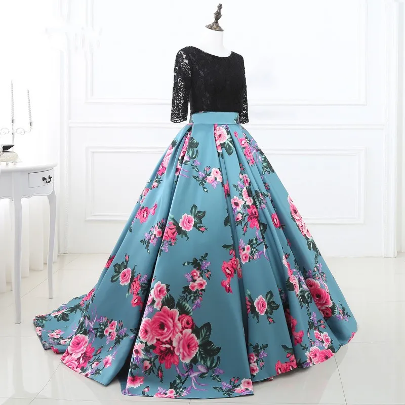 Black And Blue Satin Printed Pattern with Lace Half Sleeve Scoop Neck Backless Bandage Chapel Train Long Party Drresses 0309B
Black And Blue Satin Printed Pattern with Lace Half Sleeve Scoop Neck Backless Bandage Chapel Train Long Party Drresses 0309B