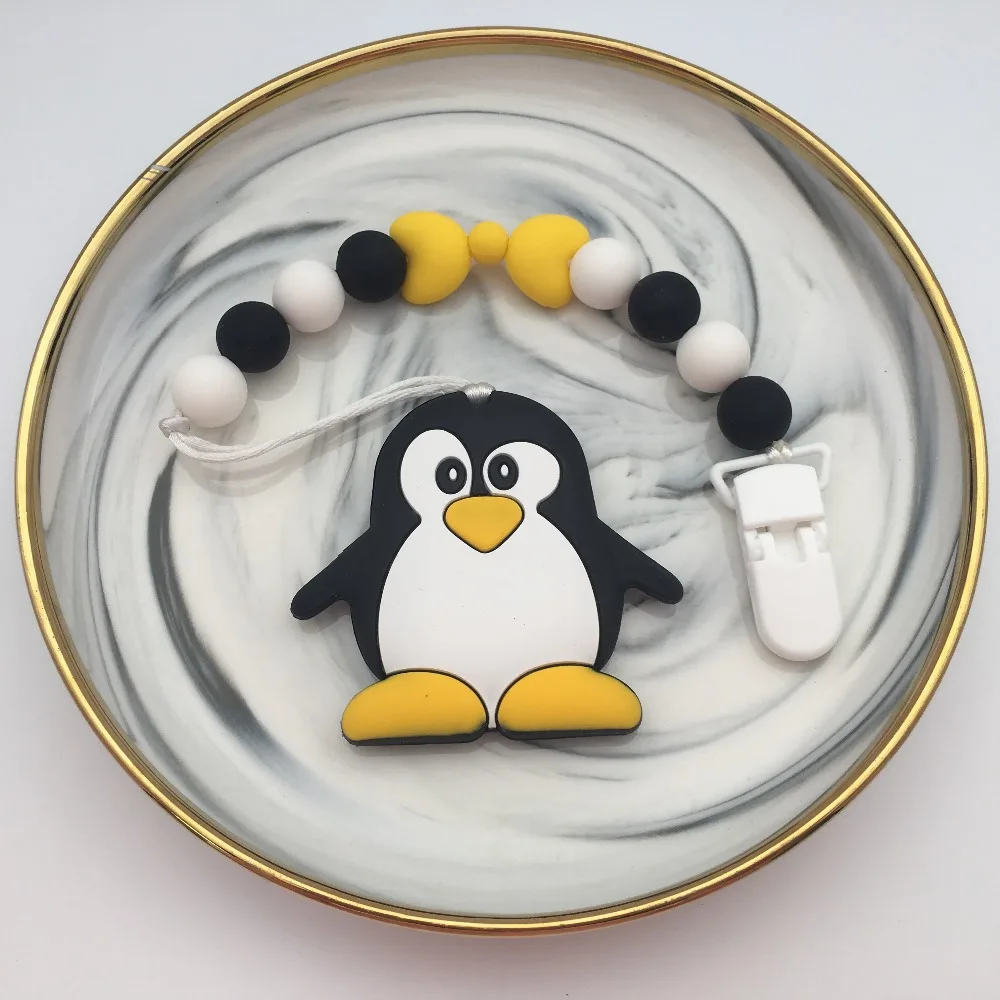 Silicone Penguin/panda Pacifier Clips Chain Holder Baby Chew Bead Leash with enviromental plastic Handmade Soother nipple strap
Silicone Penguin/panda Pacifier Clips Chain Holder Baby Chew Bead Leash with enviromental plastic Handmade Soother nipple strap