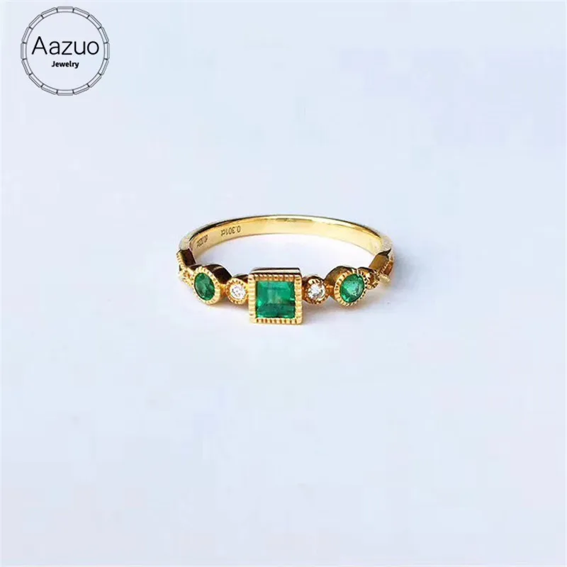 Aazuo 18K Yellow Gold Natural Square Round Emerald Real Diamonds IJ SI Micro Paved Ring gifted for Women Valentine's Day Au750
Aazuo 18K Yellow Gold Natural Square Round Emerald Real Diamonds IJ SI Micro Paved Ring gifted for Women Valentine's Day Au750