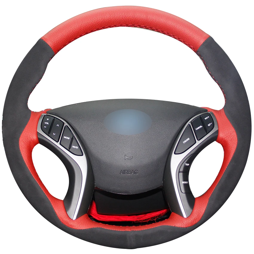 Red Natural Leather Black Suede Car Steering Wheel Cover for Hyundai Elantra 2011-2016 Avante i30 2012-2016
Red Natural Leather Black Suede Car Steering Wheel Cover for Hyundai Elantra 2011-2016 Avante i30 2012-2016