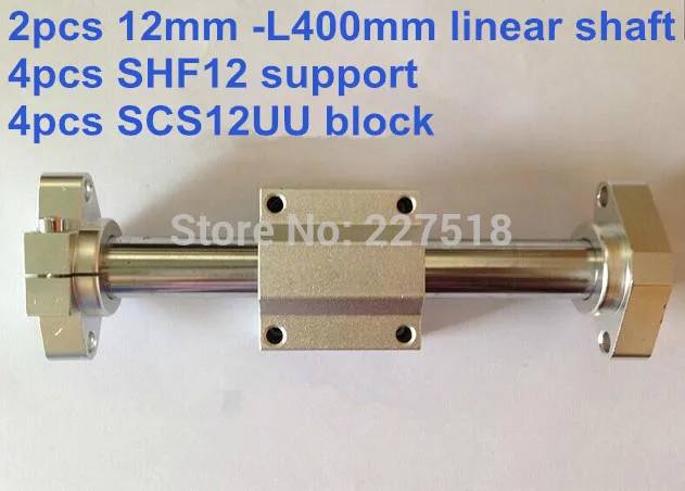 12mm linear set: 2pcs 12mm - 400mm linear round shaft +4pcs SHF12 shaft support+4pcs SCS12UU linear bearing block
12mm linear set: 2pcs 12mm - 400mm linear round shaft +4pcs SHF12 shaft support+4pcs SCS12UU linear bearing block
