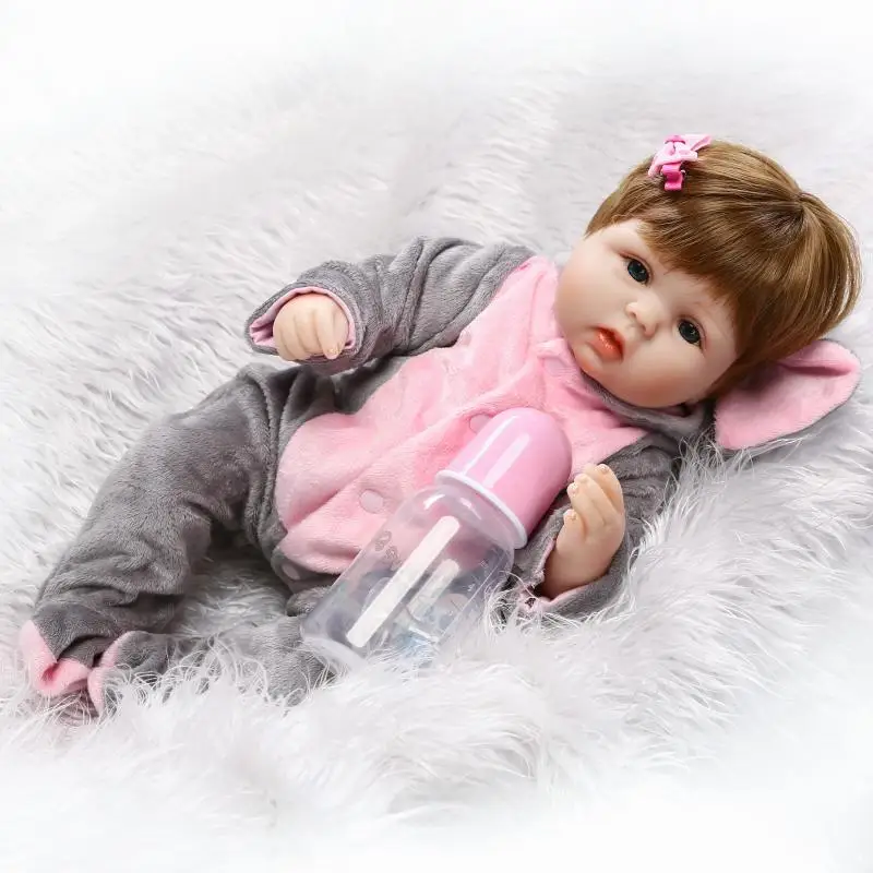 16 дюймов Кукла Reborn Full Silicone Bebe девочка кукла голубые глаза ребенок подарок на день
