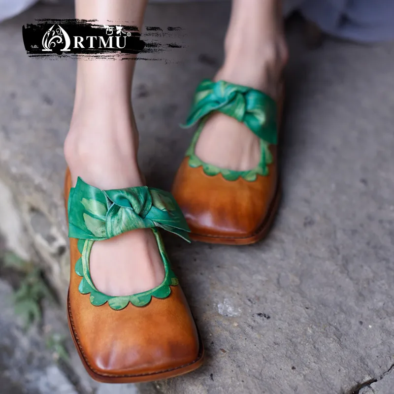 Artmu Original Retro Sweet Women's Shoes Square Toe Butterfly-knot Flat Shoes Genuine Leather Handmade Shoes 1812-02
Artmu Original Retro Sweet Women's Shoes Square Toe Butterfly-knot Flat Shoes Genuine Leather Handmade Shoes 1812-02