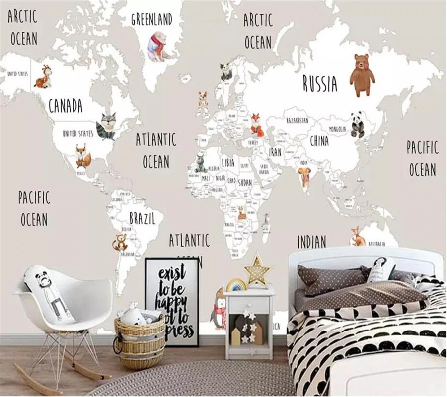 

beibehang Custom wallpaper 3D murals cartoon world map children room background wall papers home decor papel de parede wallpaper