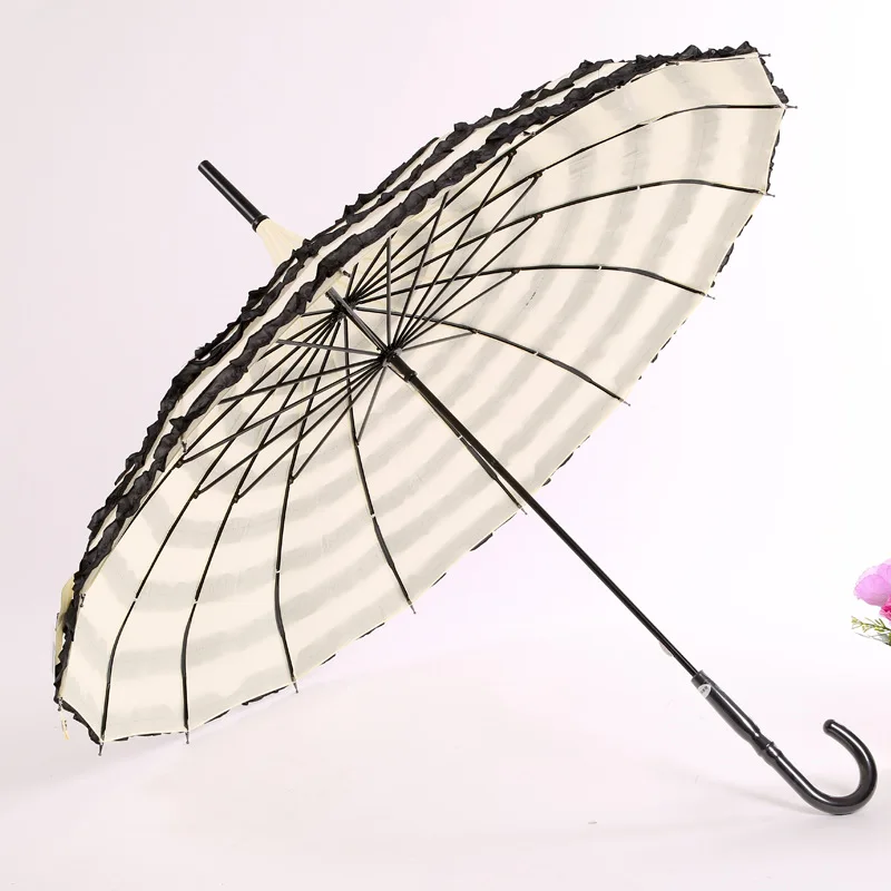 Fast shipping 10pcs/lot Princess Stripe Frill Pagoda Umbrella,ivory with black frill deocration Wedding Umbrella
Fast shipping 10pcs/lot Princess Stripe Frill Pagoda Umbrella,ivory with black frill deocration Wedding Umbrella