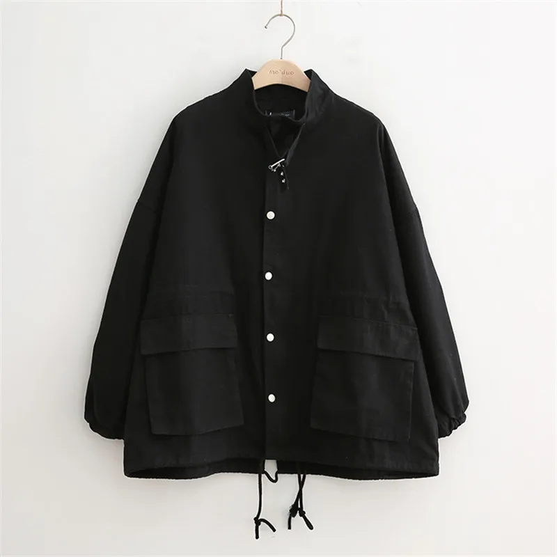 Vintage Spring Jacket Women Loose Black Coat Women Oversized Ladies Jackets Outwear Autumn Standing Collar Long sleeve Overcoat
Vintage Spring Jacket Women Loose Black Coat Women Oversized Ladies Jackets Outwear Autumn Standing Collar Long sleeve Overcoat