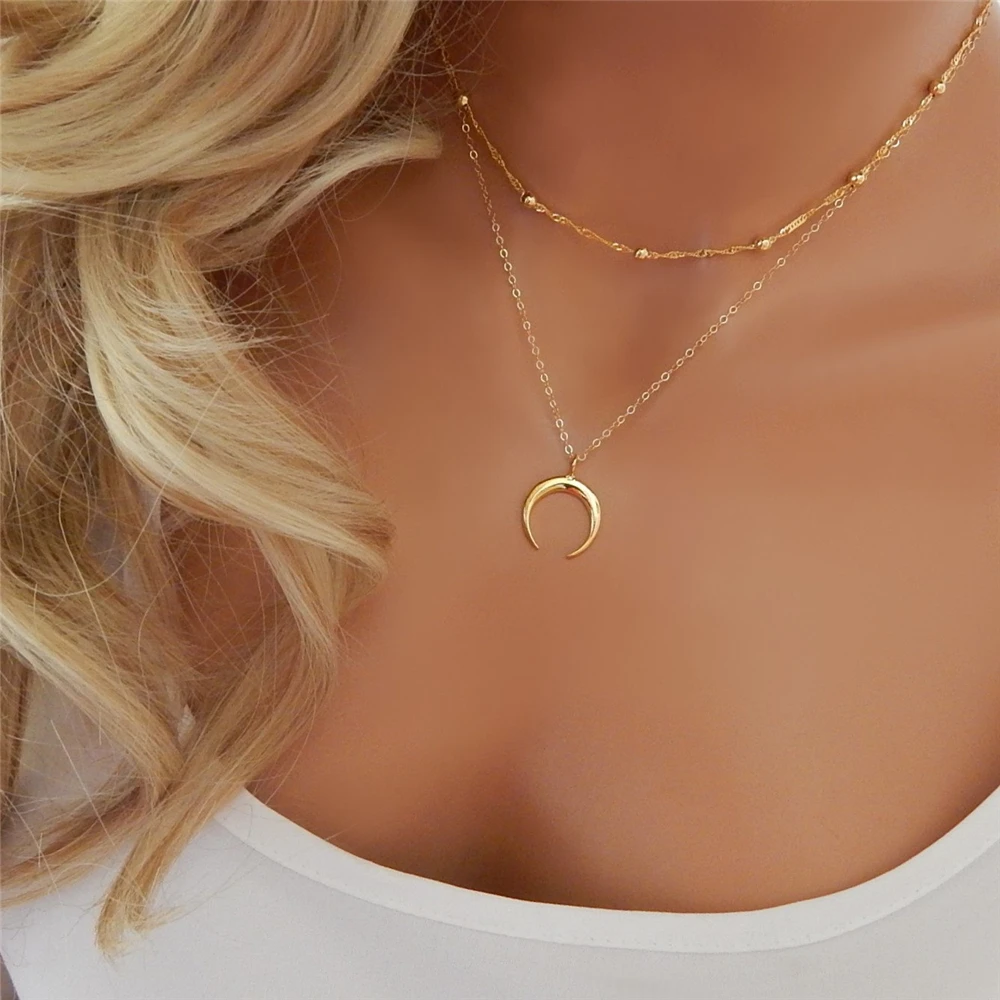 1pc Statement Gold Sliver Double layer Necklace Long Crescent Half Moon Necklace Double Horn Necklace Women Charm Jewelry Gift
1pc Statement Gold Sliver Double layer Necklace Long Crescent Half Moon Necklace Double Horn Necklace Women Charm Jewelry Gift