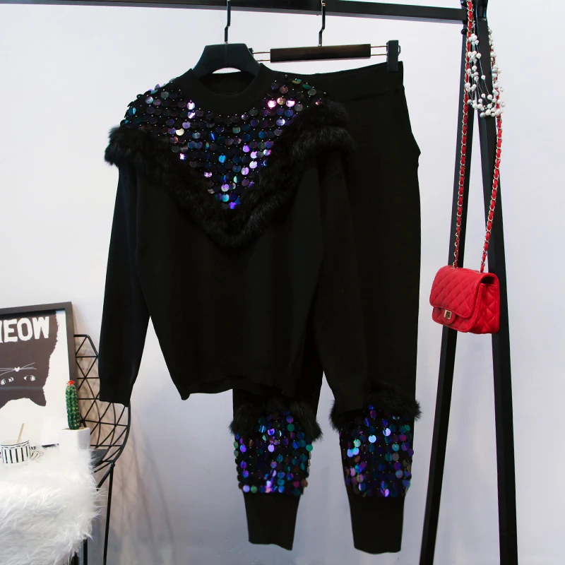 Amolapha Women Rreal Fur Handmade Sequined Knitted Pullover Sweater Pants 2 Pieces Sets Knitting Trousers Clothes Suits
Amolapha Women Rreal Fur Handmade Sequined Knitted Pullover Sweater Pants 2 Pieces Sets Knitting Trousers Clothes Suits