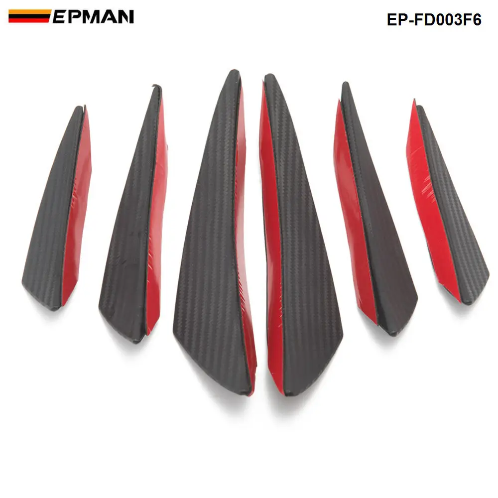 EPMAN 6 шт./лот автомобильный сплиттер для переднего бампера из углеродного волокна