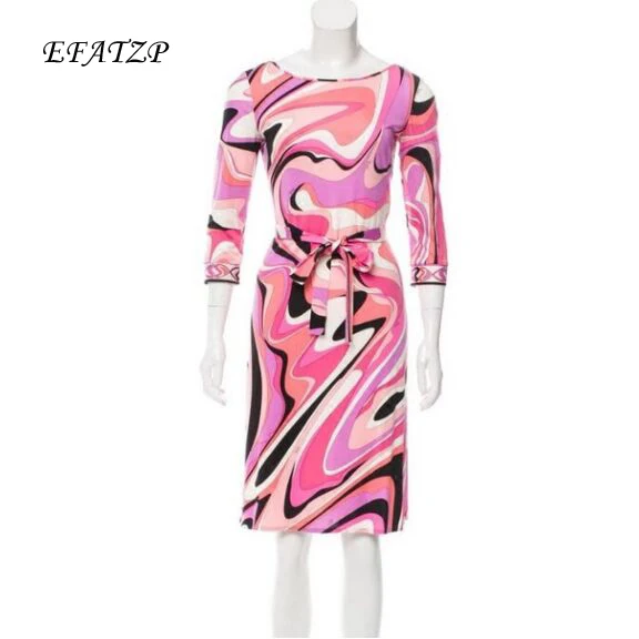 New Fashion 2018 Designer Brand Dress Women's Colorful Geometry Printed 3/4 Sleeves Stretch Jersey Silk XL XXL Day Dress
New Fashion 2018 Designer Brand Dress Women's Colorful Geometry Printed 3/4 Sleeves Stretch Jersey Silk XL XXL Day Dress