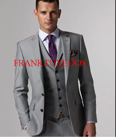 Custom made Mens Light Grey Suits Jacket Pants Formal Dress Men Suit Set men wedding suits groom tuxedos(Jacket+Pants+vest+Tie)
Custom made Mens Light Grey Suits Jacket Pants Formal Dress Men Suit Set men wedding suits groom tuxedos(Jacket+Pants+vest+Tie)