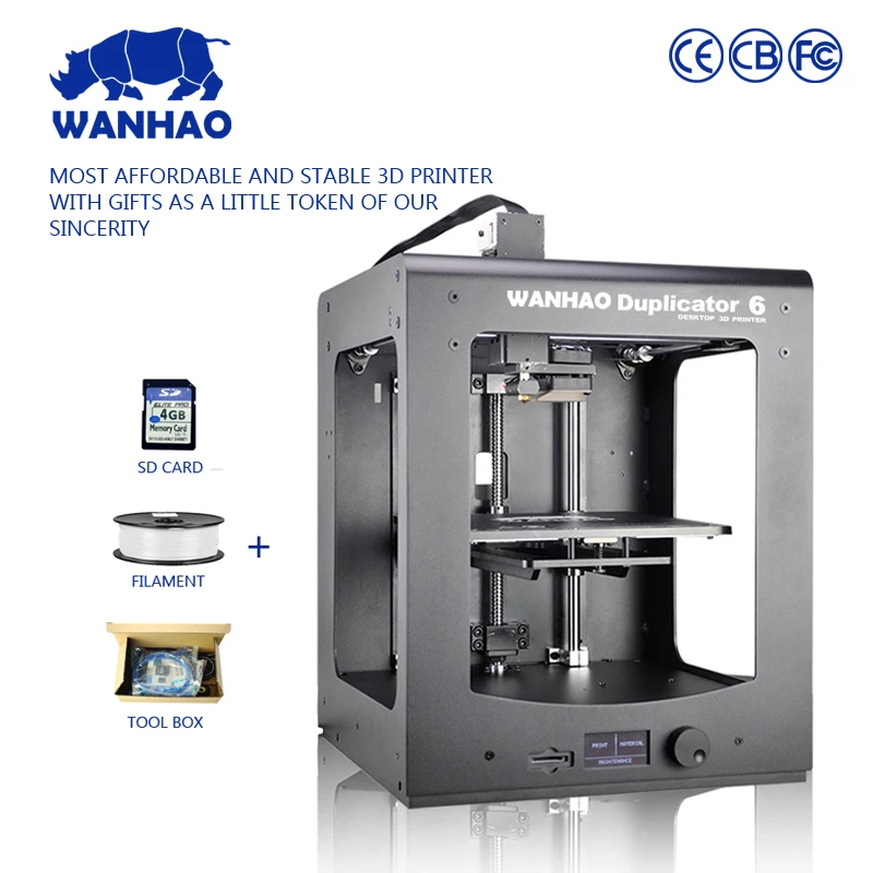 

WANHAO 2018 new style Dupalictor6 3d printer with LCD screen, mental frame, pulley version, 1kg filament & SD card free