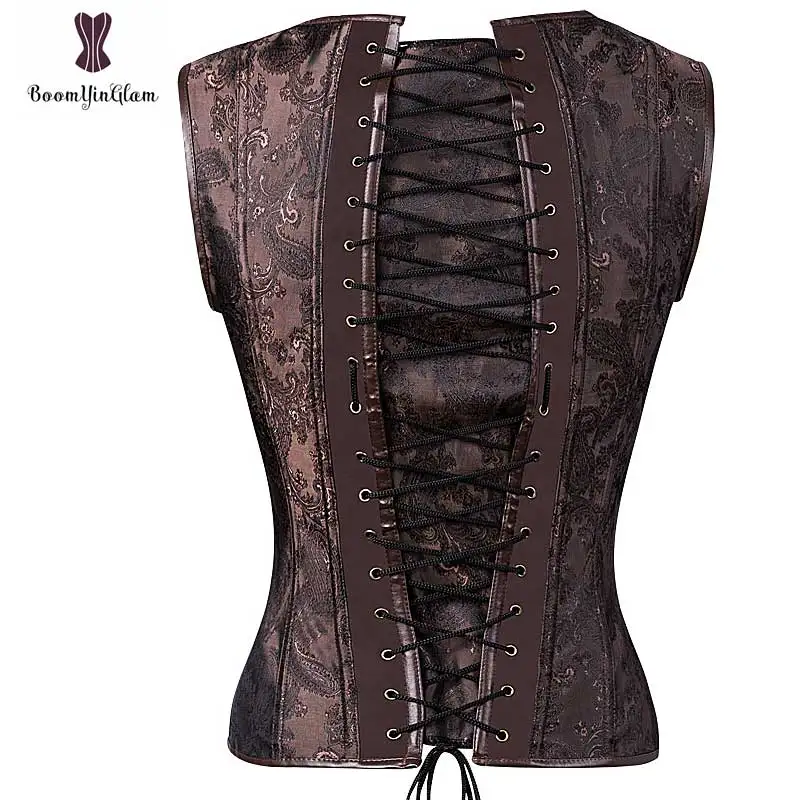 Mens Corset Steampunk Style Coffee Jacket Synthetic Leather Sprial Steel Boned Outwear Men Punk Corsets Zipper Corselet Bustier
Mens Corset Steampunk Style Coffee Jacket Synthetic Leather Sprial Steel Boned Outwear Men Punk Corsets Zipper Corselet Bustier