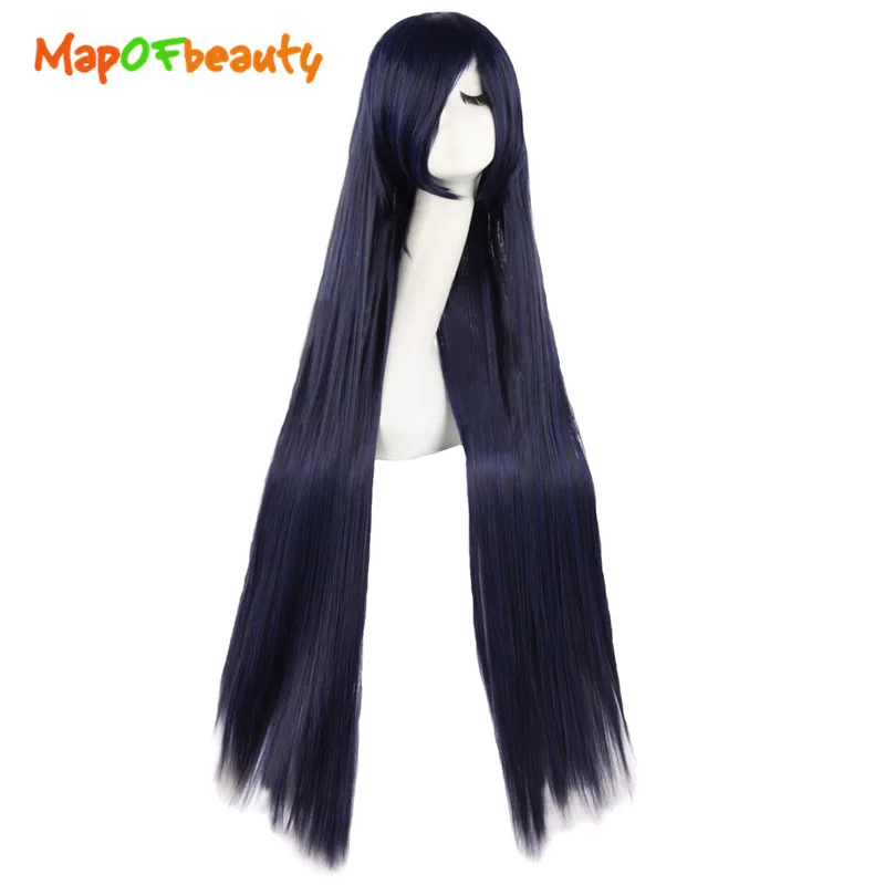 Фото MapofBeauty 40 "длинные прямые волосы темно-синий синтетические парики для Для женщин