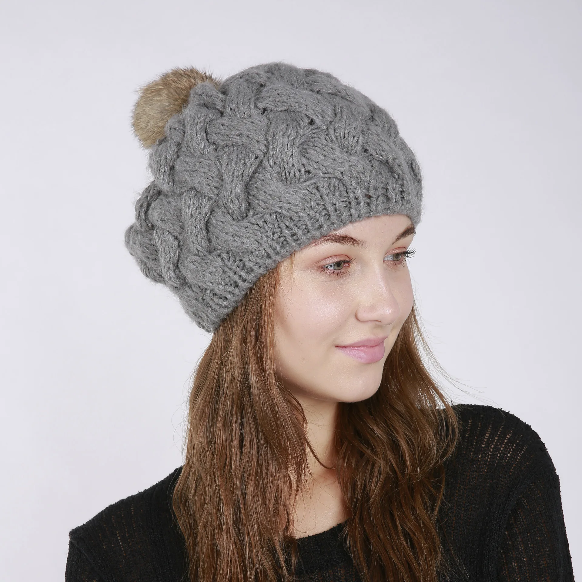 Handmade Knite Hat Female Rabbit Hair Ball Knitted Wool Cap Girls Warm Outdoor Leisure Cap Knitted Pompom Hat Adjustable B-8460
Handmade Knite Hat Female Rabbit Hair Ball Knitted Wool Cap Girls Warm Outdoor Leisure Cap Knitted Pompom Hat Adjustable B-8460