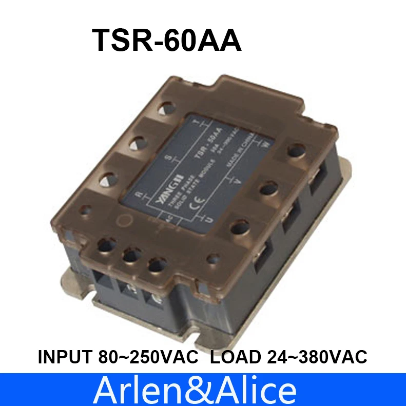 60AA TSR-60AA трехфазный SSR вход 80 ~ 250VAC нагрузка 24-380VAC Однофазное твердотельное реле переменного тока
60AA TSR-60AA трехфазный SSR вход 80 ~ 250VAC нагрузка 24-380VAC Однофазное твердотельное реле переменного тока